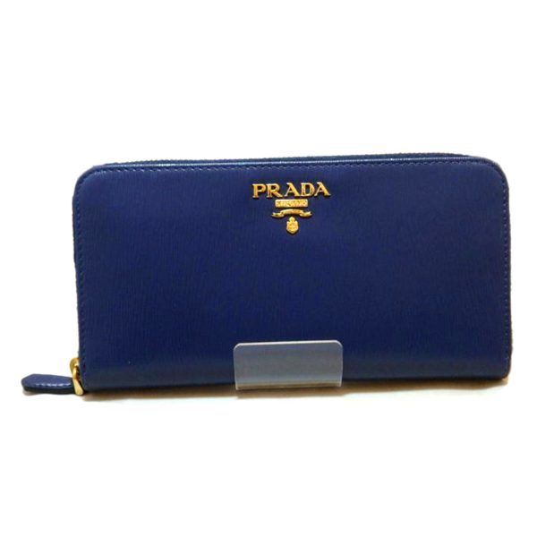 58141 1 PRADA Round Zip Wallet Black