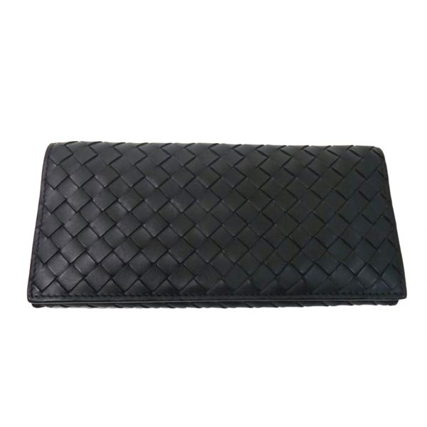 58161 1 Bottega Veneta Intrecciato 2 Fold Long Bill Compartment Black