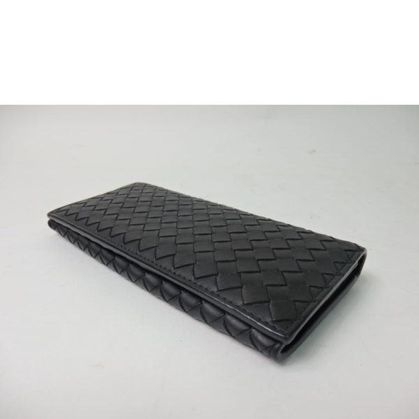 58161 3 Bottega Veneta Intrecciato 2 Fold Long Bill Compartment Black