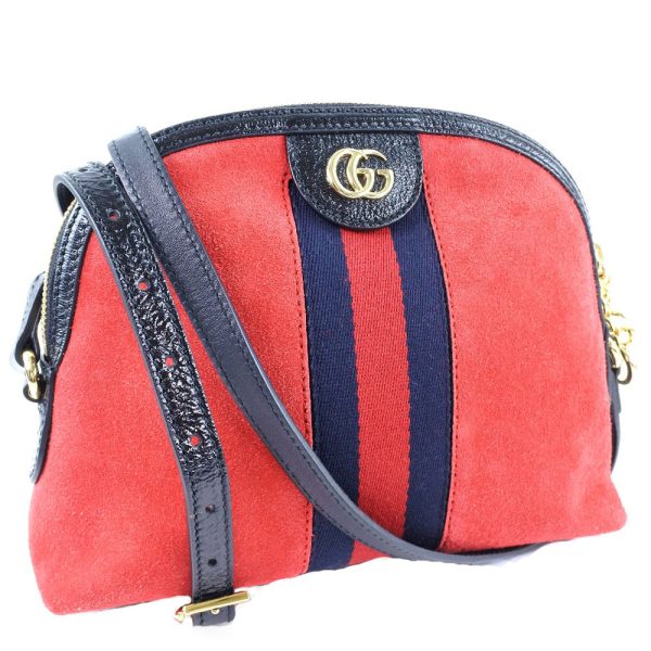 58240220 1 Gucci Ophidia Suede Leather Hibiscus Red Shoulder Bag