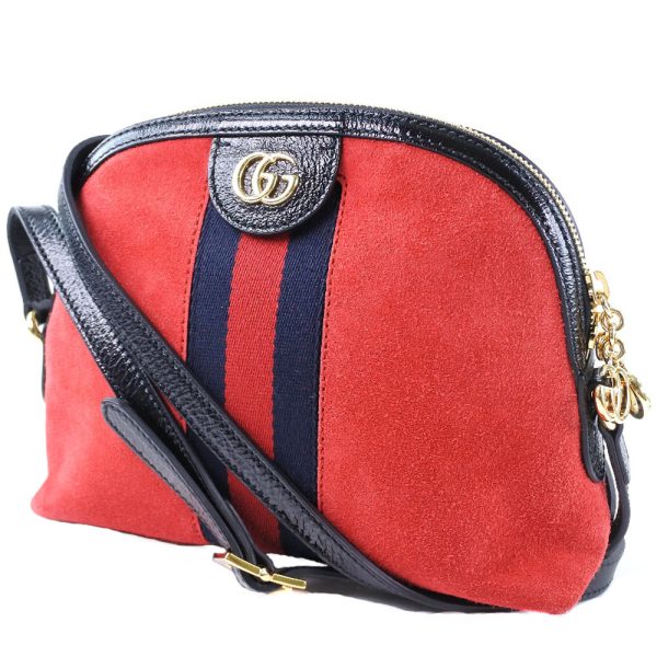 58240220 2 Gucci Ophidia Suede Leather Hibiscus Red Shoulder Bag