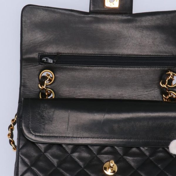 58530 11 Chanel Matelasse Double Flap Bag Black