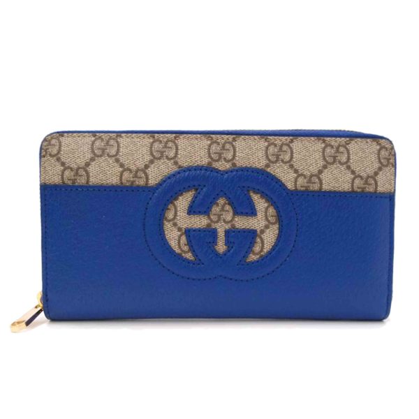 58621 1 Gucci Cutout Interlocking G Long Wallet Blue