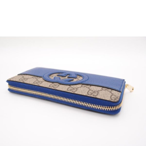 58621 3 Gucci Cutout Interlocking G Long Wallet Blue