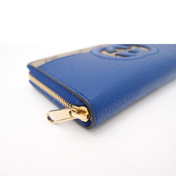 58621 6 Gucci Cutout Interlocking G Long Wallet Blue