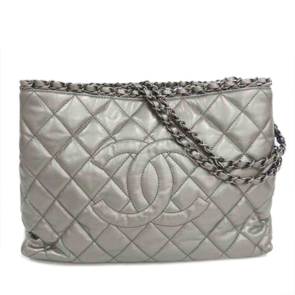 58802 1 Chanel Matelassé Chain Meat Tote Bag Silver