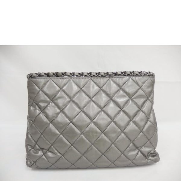 58802 2 Chanel Matelassé Chain Meat Tote Bag Silver