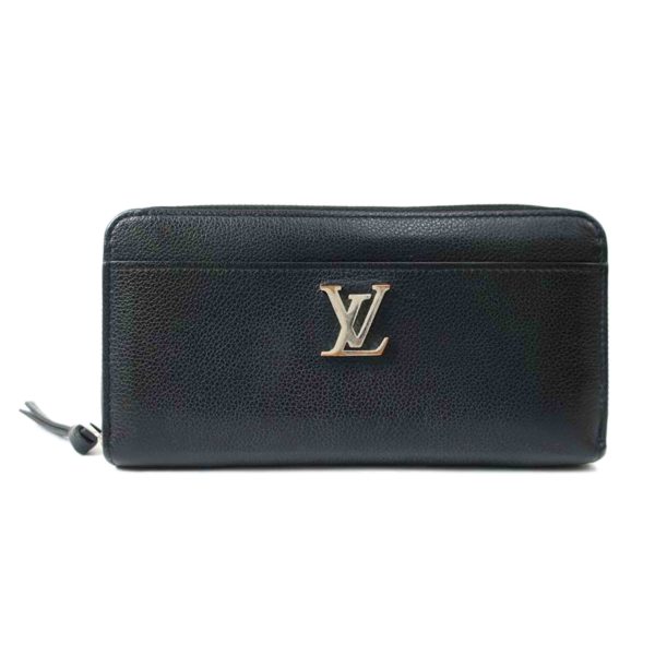 58839 1 Louis Vuitton Lock Me Zippy Wallet Noir Long Wallet Black