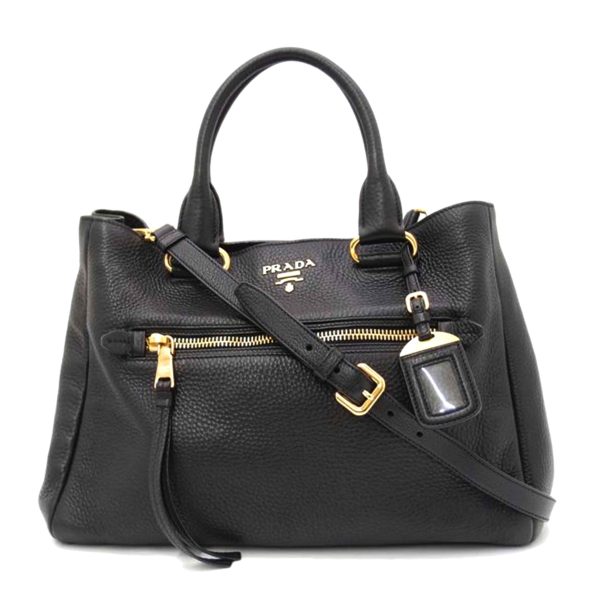 58907 1 Prada Leather 2WAY Handbag Black