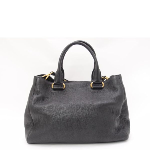 58907 2 Prada Leather 2WAY Handbag Black