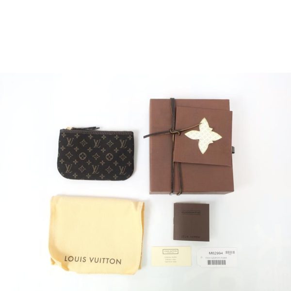 58990 9 Louis Vuitton Pochette Cle Monogram Card Case Coin Case Pouch Brown