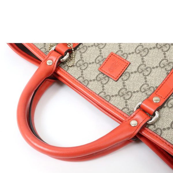 59003 4 GUCCI GG Supreme Tote Bag Mini Bear Orange Red