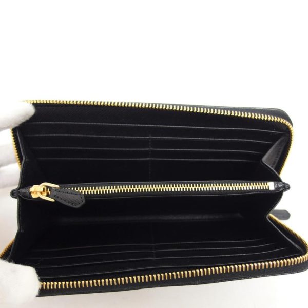 59015 5 Prada Saffiano Round Zipper Long Wallet Black