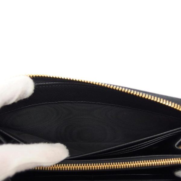 59015 6 Prada Saffiano Round Zipper Long Wallet Black