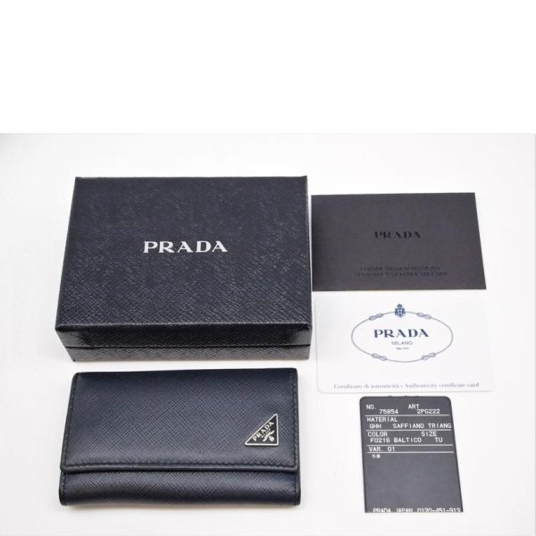 59029 11 PRADA Prada Saffiano 6 Key Case Bag Black