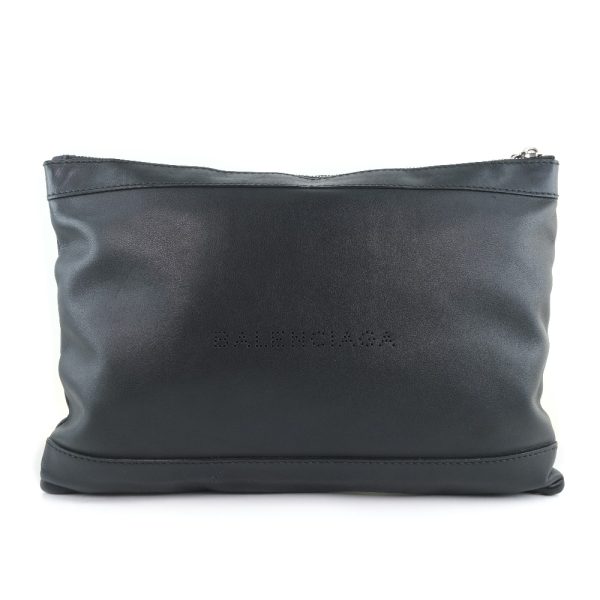 59080375 1 Balenciaga Navy Clip M Clutch Bag Calf Black