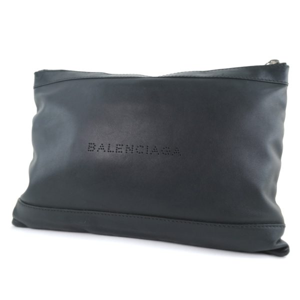 59080375 2 Balenciaga Navy Clip M Clutch Bag Calf Black