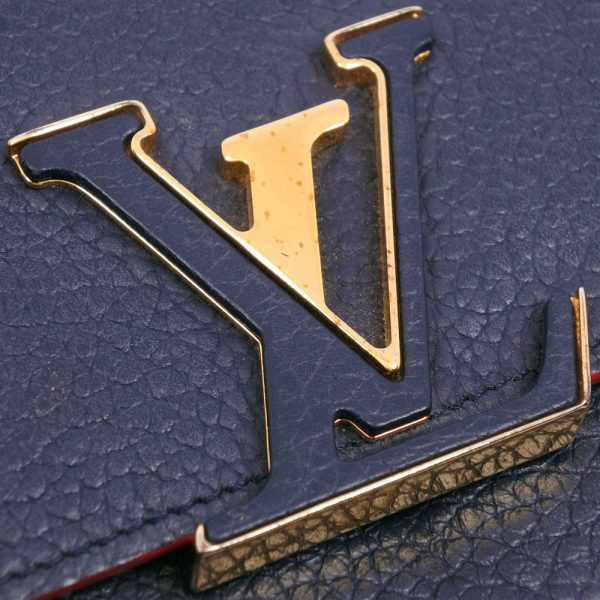 59100364 10 LOUIS VUITTON Portefeuille Wallet Taurillon Marine Rouge Navy Blue