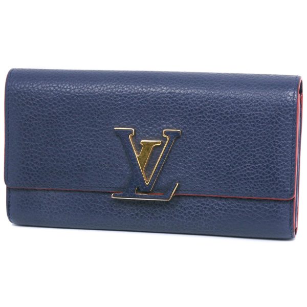 59100364 2 LOUIS VUITTON Portefeuille Wallet Taurillon Marine Rouge Navy Blue