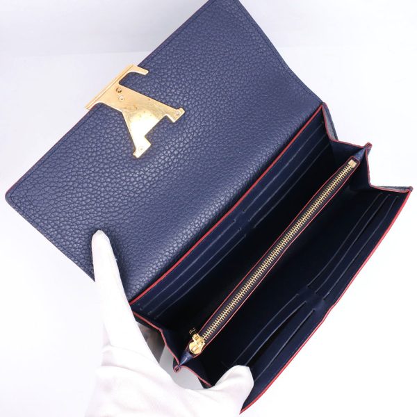 59100364 5 LOUIS VUITTON Portefeuille Wallet Taurillon Marine Rouge Navy Blue