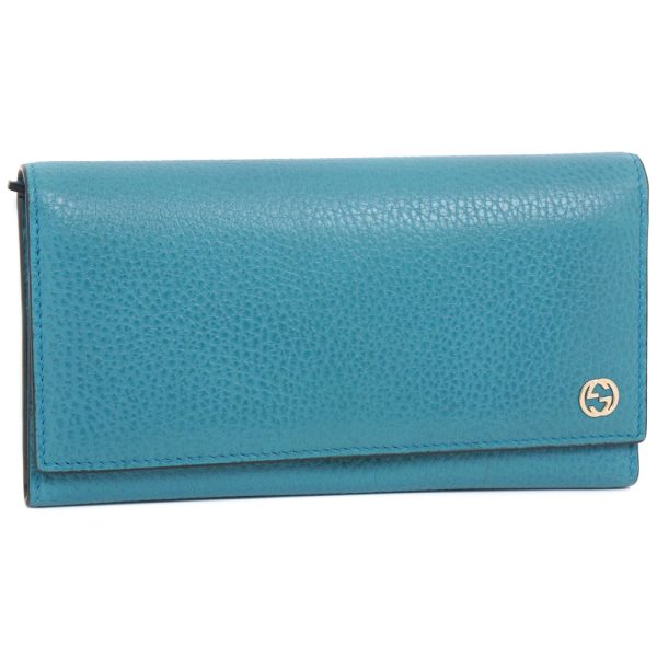 59100365 1 Gucci Interlocking GG 449279 Leather Blue Green Long Wallet