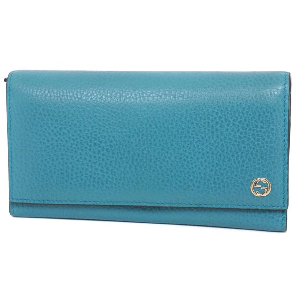 59100365 2 Gucci Interlocking GG 449279 Leather Blue Green Long Wallet