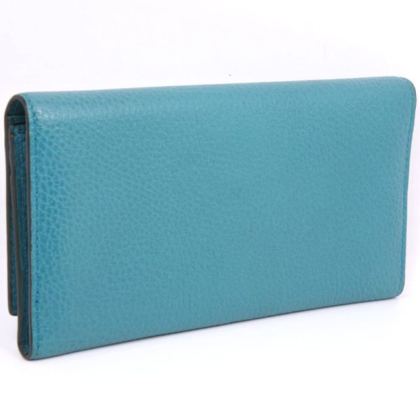 59100365 3 Gucci Interlocking GG 449279 Leather Blue Green Long Wallet