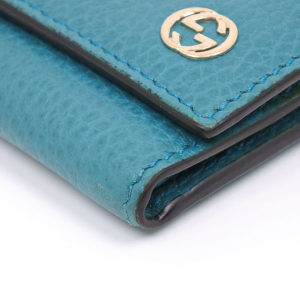 59100365 5 Gucci Interlocking GG 449279 Leather Blue Green Long Wallet