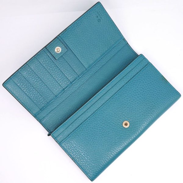 59100365 6 Gucci Interlocking GG 449279 Leather Blue Green Long Wallet