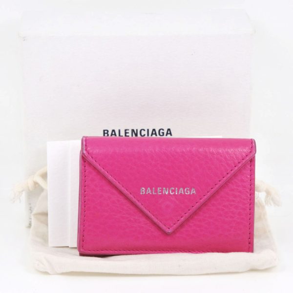 59110335 11 Balenciaga Paper Mini 391446 Leather Pink Trifold Wallet