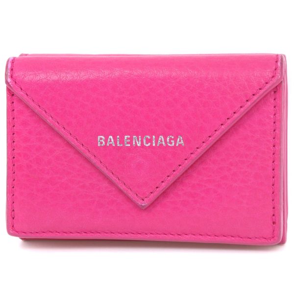 59110335 2 Balenciaga Paper Mini 391446 Leather Pink Trifold Wallet