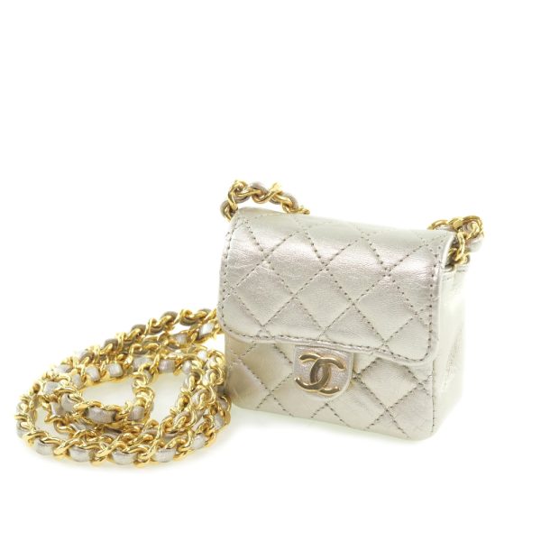 59140330 2 Chanel Chain Pochette Micro Matelasse Calf Silver Shoulder Bag