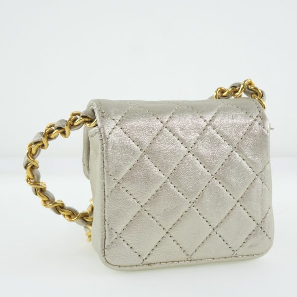 59140330 3 Chanel Chain Pochette Micro Matelasse Calf Silver Shoulder Bag