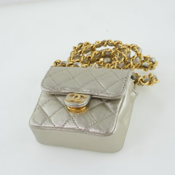 59140330 5 Chanel Chain Pochette Micro Matelasse Calf Silver Shoulder Bag