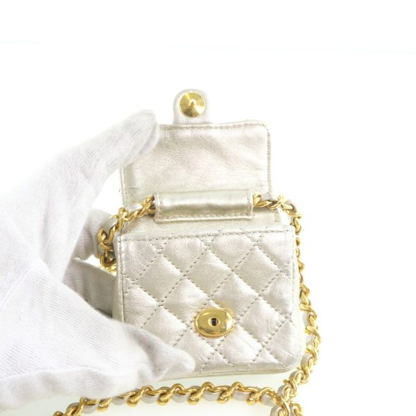 59140330 7 Chanel Chain Pochette Micro Matelasse Calf Silver Shoulder Bag