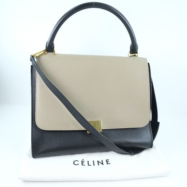 59150212 12 Celine Trapeze 2WAY Shoulder Calf x Suede Black