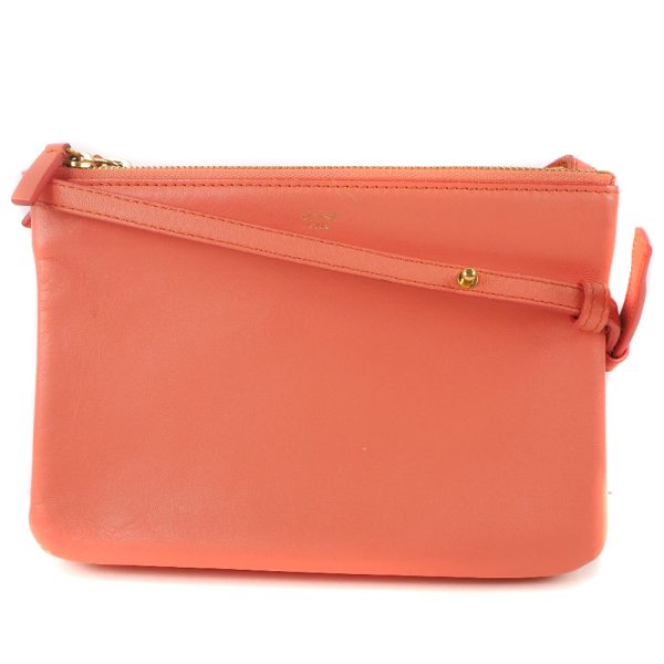 59160410 1 Celine Trios Mall Shoulder Bag Lambskin Coral Pink Crossbody Zipper