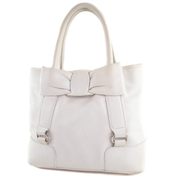 59160441 2 Salvatore Ferragamo Vara Ribbon Handbag Calf White Magnetic