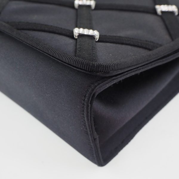 59180449 5 Salvatore Ferragamo Clutch Bag Satin Rhinestone Black