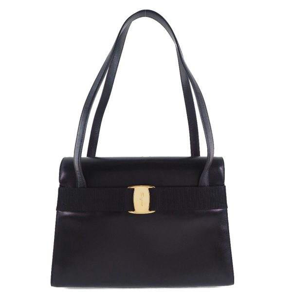 59180457 1 Salvatore Ferragamo Vala Shoulder Bag BK 21 7675 Calf Black