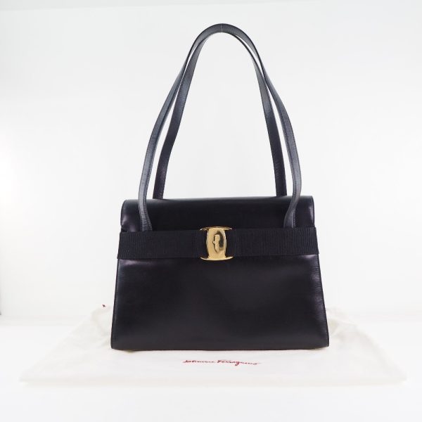 59180457 11 Salvatore Ferragamo Vala Shoulder Bag BK 21 7675 Calf Black