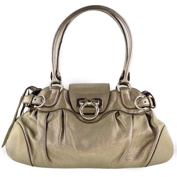 59180460 1 Salvatore Ferragamo Marissa Handbag Gancini Calf Silver Zipper Bag