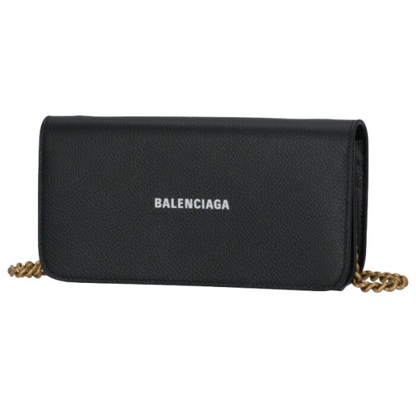 5937841iz4m1090 1 Balenciaga Chain Wallet Black