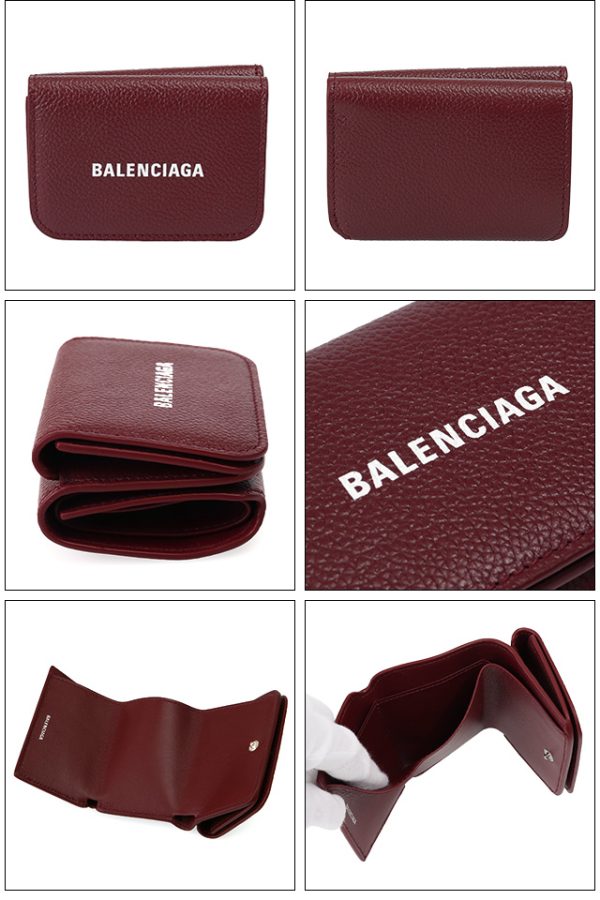 593813 1izi3 6091 2 BALENCIAGA CASH MINI WALLET Trifold Wallet Coin Case Red