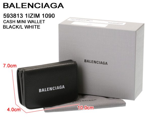 593813 1izim 1090 1 BALENCIAGA CASH MINI WALLET Trifold Small Wallet Mini Wallet Coin Case Black x White