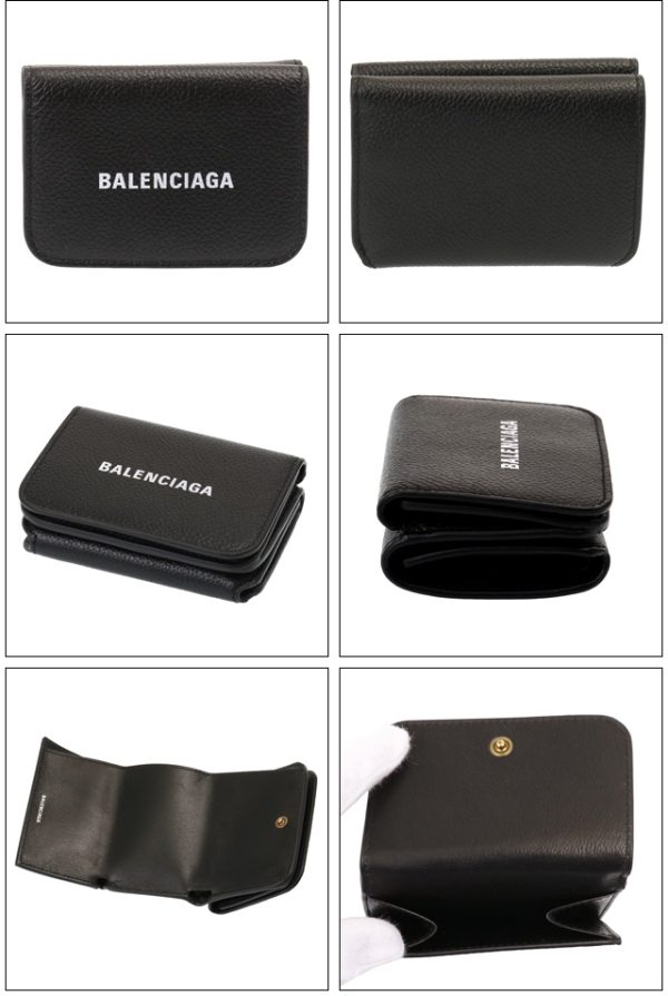 593813 1izim 1090 2 BALENCIAGA CASH MINI WALLET Trifold Small Wallet Mini Wallet Coin Case Black x White