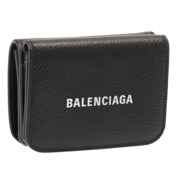 593813 1izim 1090 BALENCIAGA CASH MINI WALLET Trifold Small Wallet Mini Wallet Coin Case Black x White