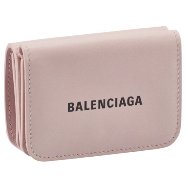 5938131i3535960 Balenciaga Logo Trifold Mini Wallet Pink