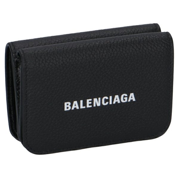 5938131iz4m1090 Balenciaga Logo Trifold Mini Wallet Black