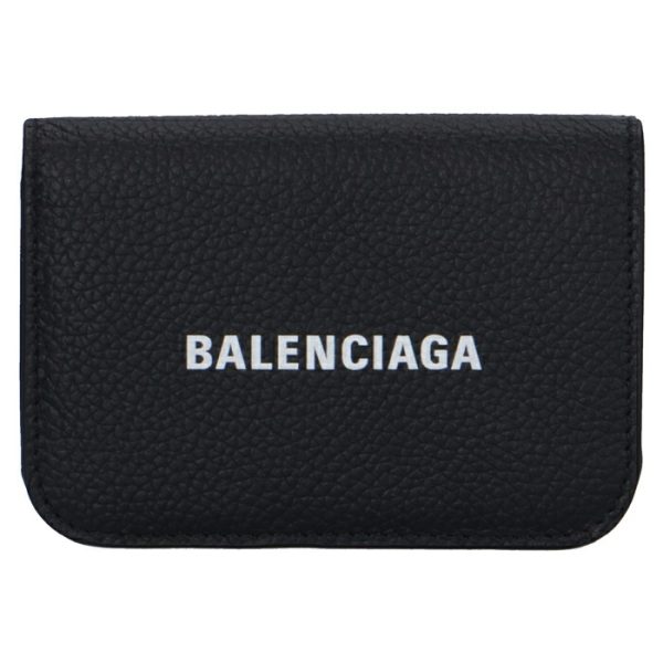 5938131iz4m1090 1 Balenciaga Logo Trifold Mini Wallet Black